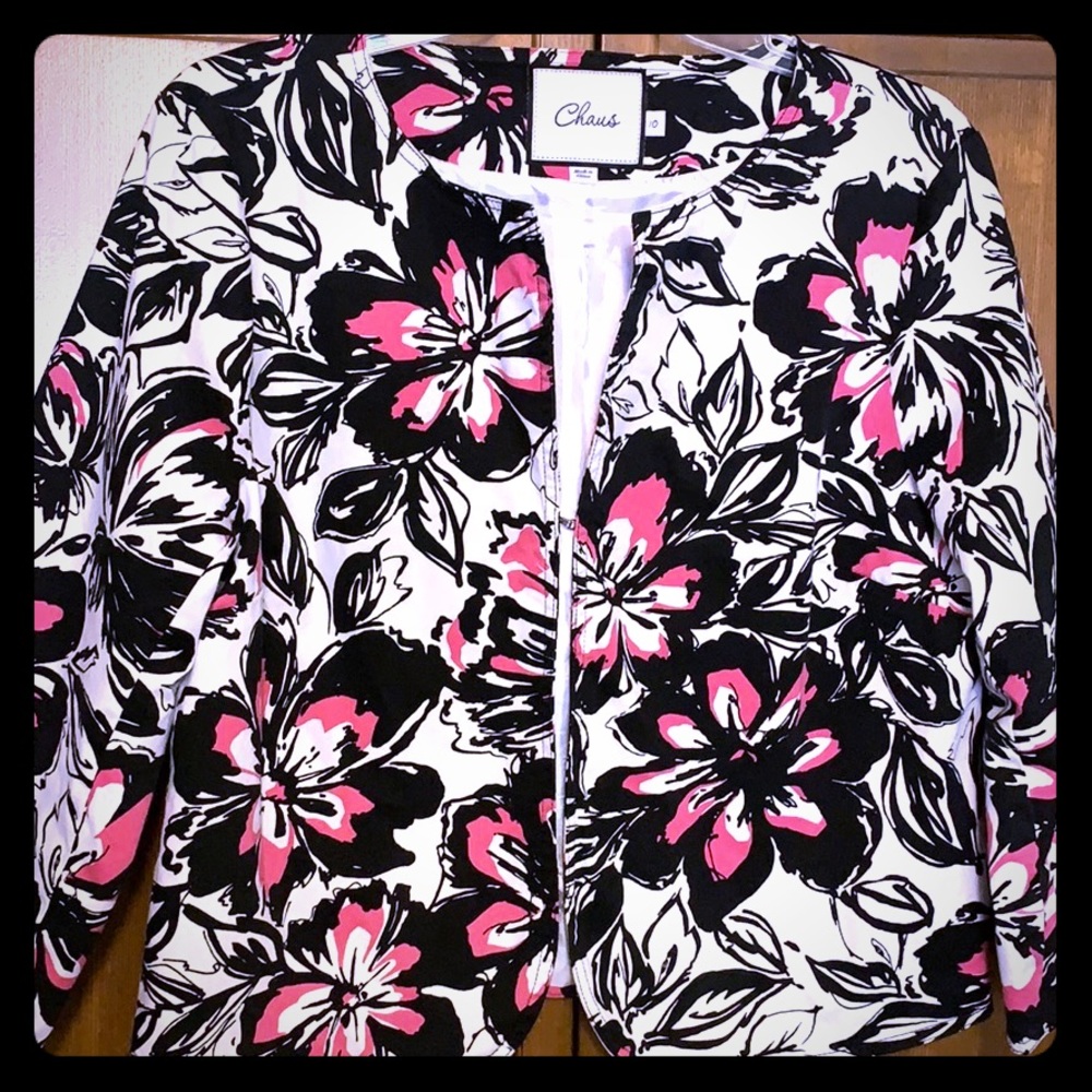 Chaus Bright Bold Print Lightweight Short Jacket